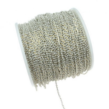 Синджир 2.5x1.5x0.5 мм двуцветен бял и злато -1 метър
