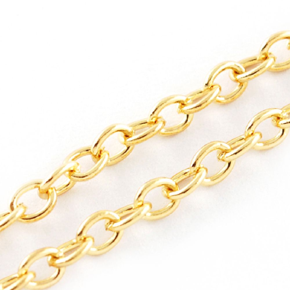 Gold-tone Link Chain for Jewelry Design / 4x3x0.7 mm - 1 meter
