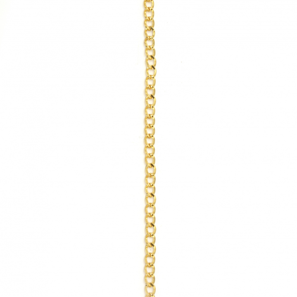 Metal Link Chain for DIY Jewely Art / 6x4.4x1 mm / Gold Tone - 1 meter