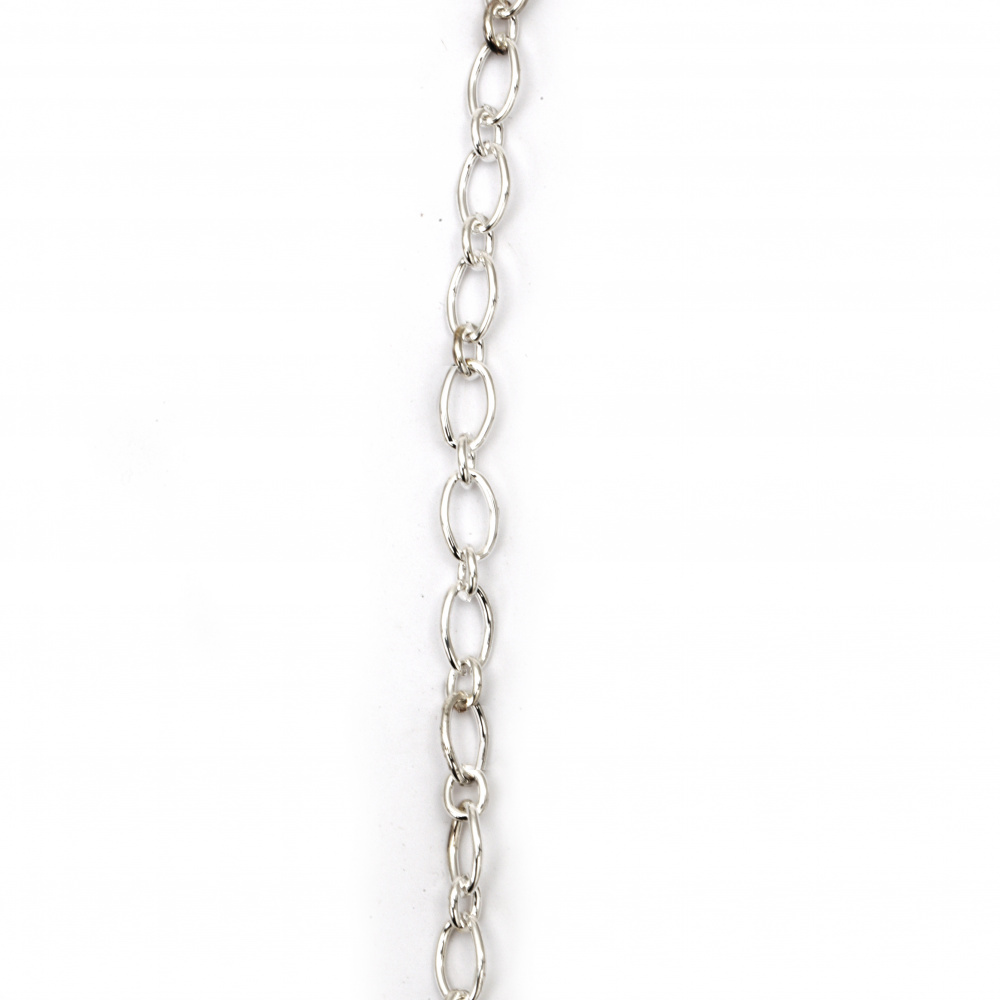 Metal Link Chain for Handmade Pendants, Bracelets, Accessories /  12.3x7.7 mm, 7.3x5.8 mm / White - 1 meter