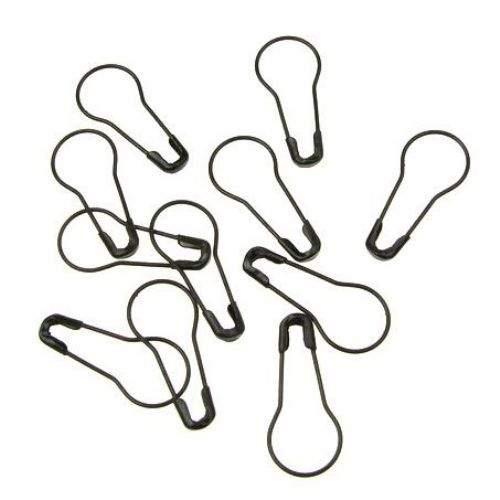 Safety pins, 22x9 mm, black color - 100 pieces