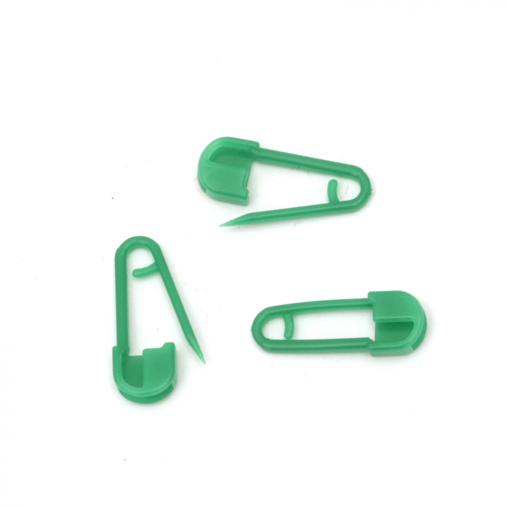 Safety pins plastic 20x8 mm green -50 pieces