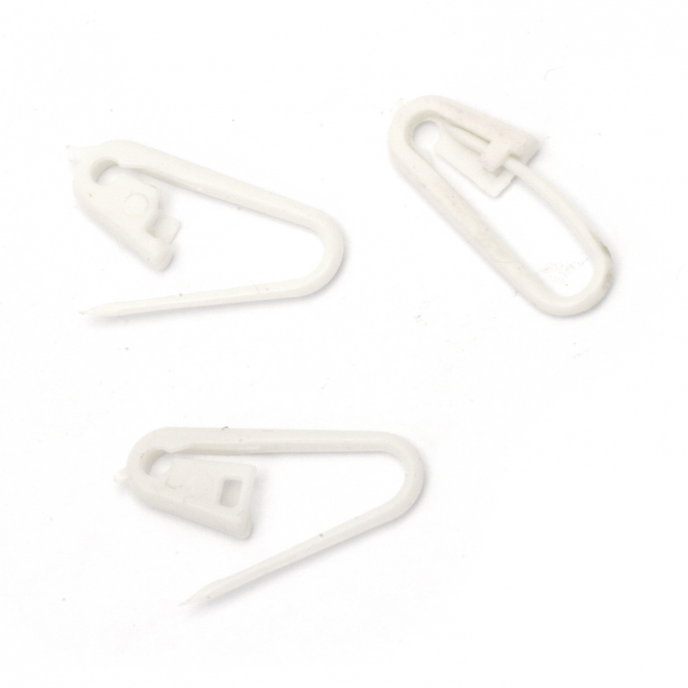 Plastic safety pins 24x9 mm white -50 pieces