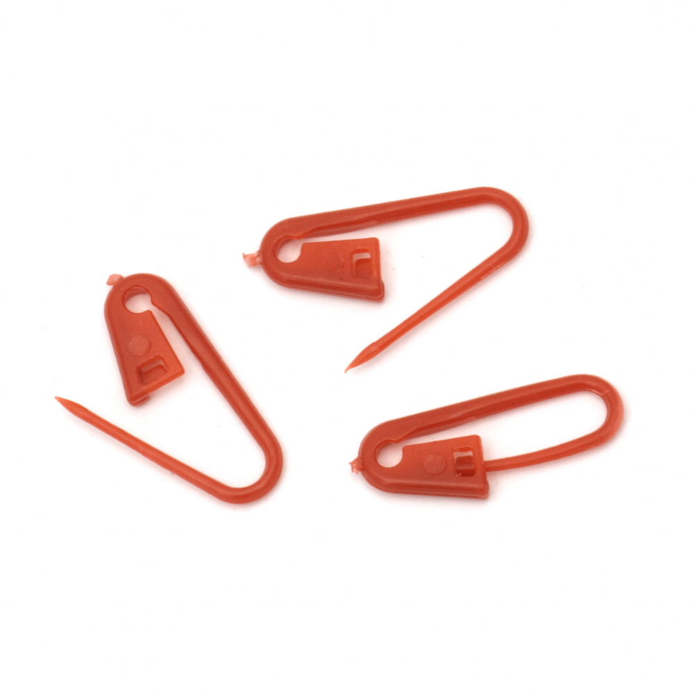 Safety pins plastic 24x9 mm red -50 pieces