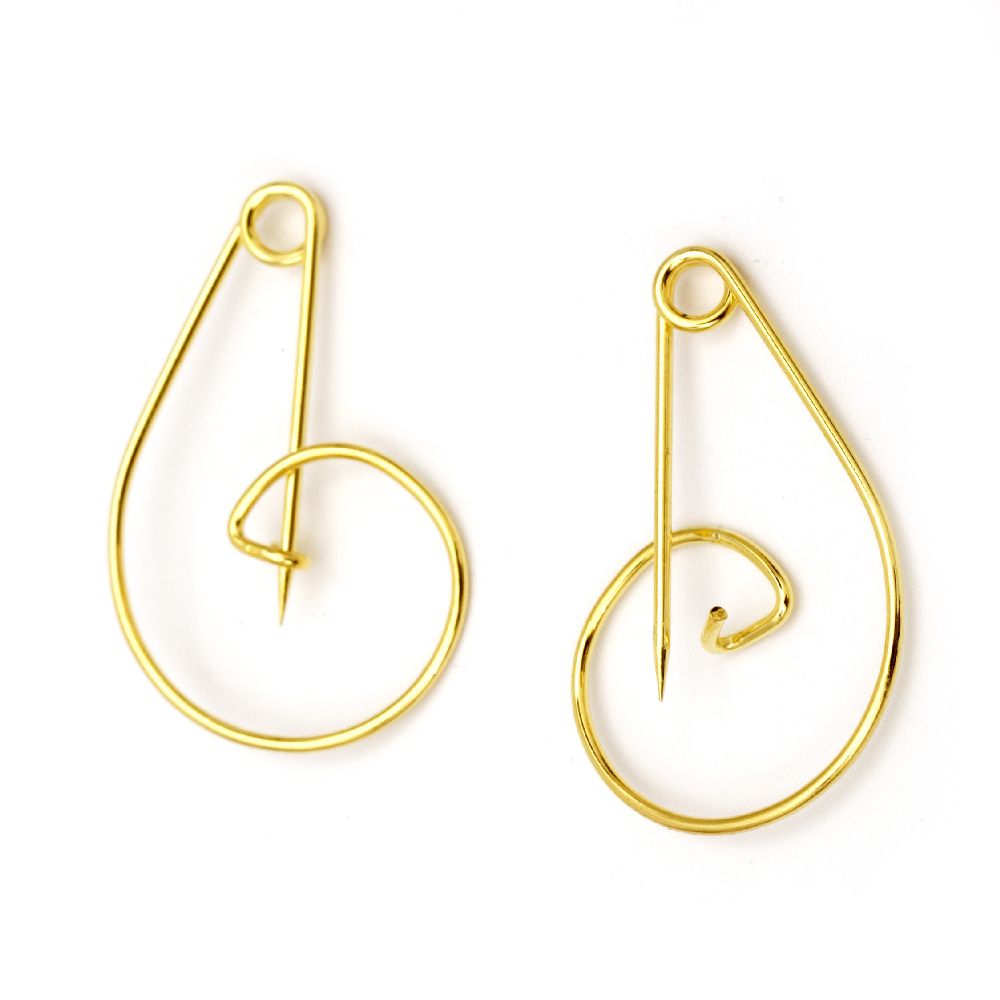 Safety Pins / 33x23 mm / Gold Color - 5 pieces