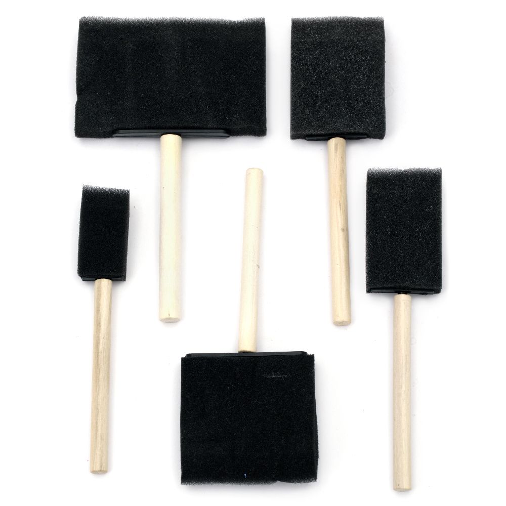 Foam Brushes Set, 5 pieces, 25mm 39mm 50mm 69mm 102mm 
