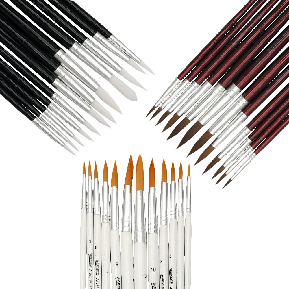 Set Painting Brushes Rounded - 12 pieces