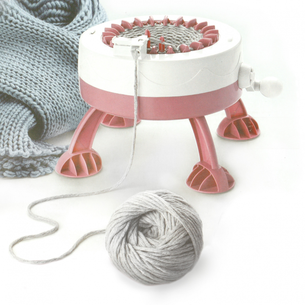 Knitting machine with 22 needles for hats and scarves 23.5x16 cm with 1 hook, 1 needle and 2 balls of yarn 25 grams by hand