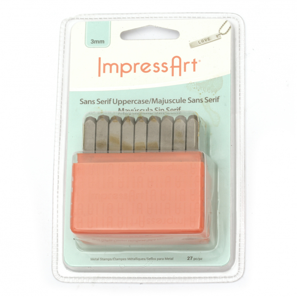 Set stamp for relief metal 6x65 mm embossing Stamp ImpressArt capital letters Latin A-Z -27 pieces
