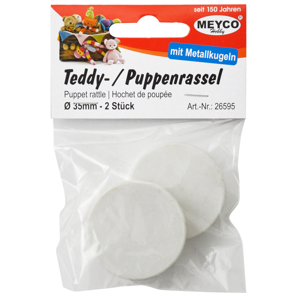 Meyco πλαστικές κουδουνίστρες για κούκλα 35 mm  λευκό -2 τεμάχια