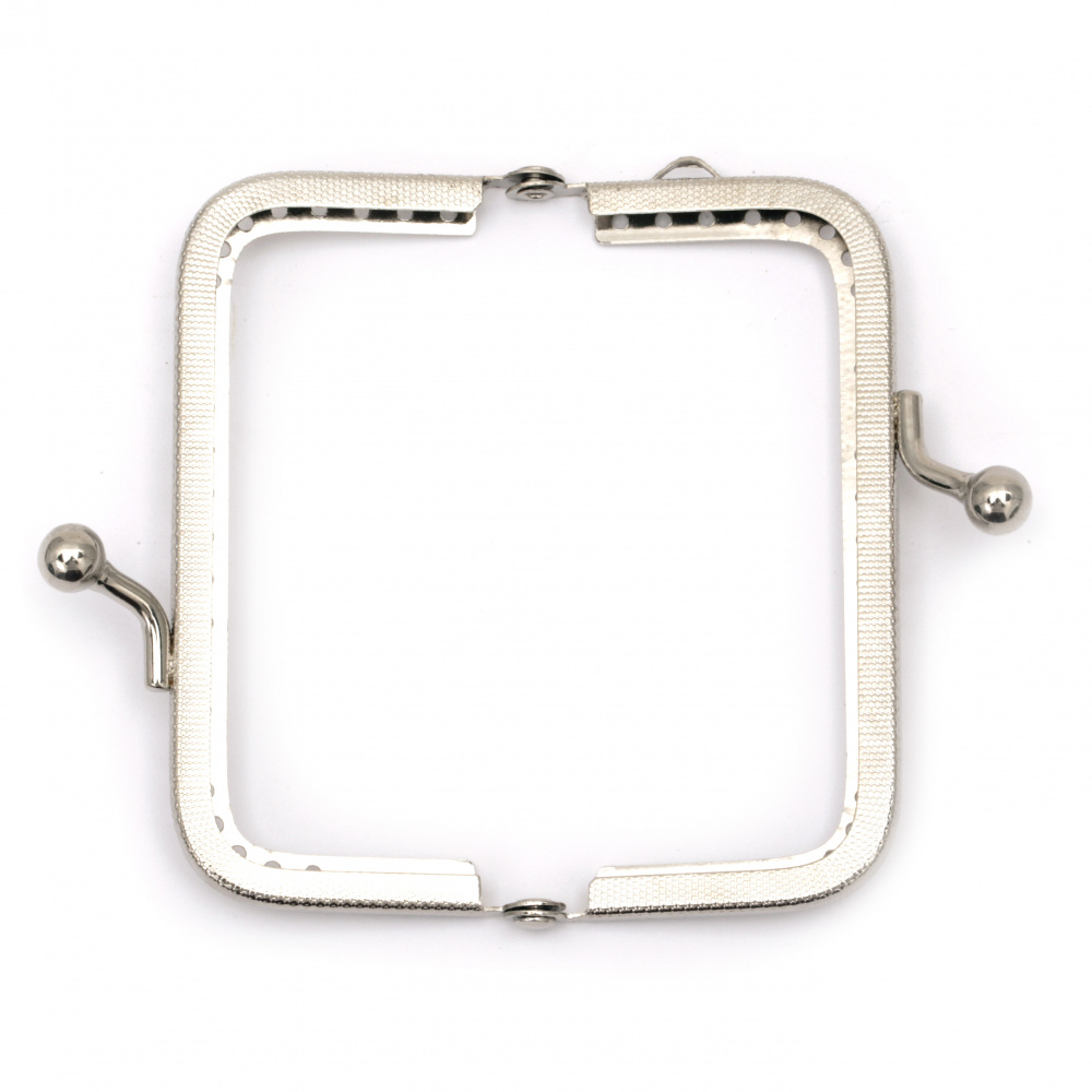 Metal Frame Kiss Clasp Lock for Purse and Bag / 8 cm / Silver