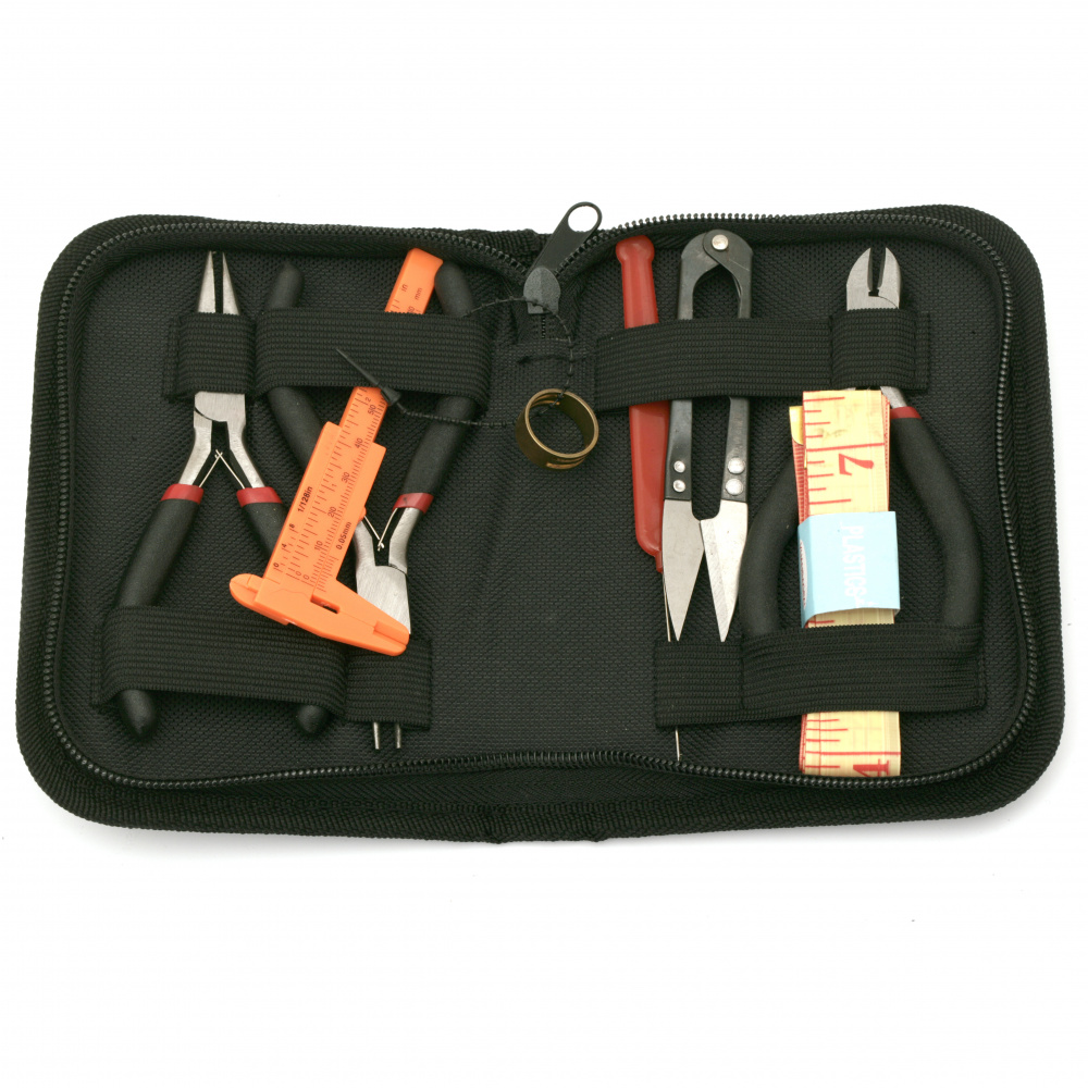 Set of mini tools of 8 parts in a case with a zipper