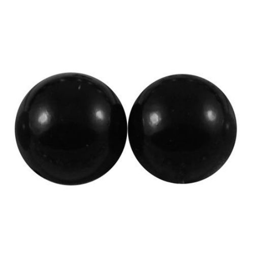 Cabochon Pearl Beads, Half Round for Gluing, DIY, Decoration, Scrapbooking, Decoupage 16x8 mm black -15 pieces