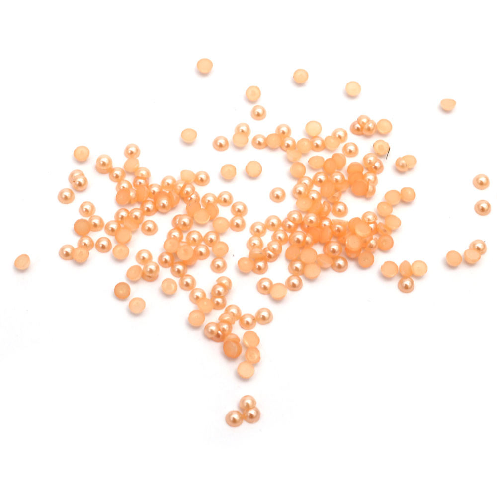 Half-sphere pearls, 3x1.5 mm, peach color - 500 pieces