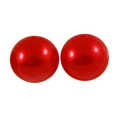 Half-sphere beads, 16x8 mm, red color - 15 pieces