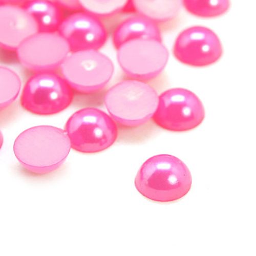Plastic Pearl Cabochons for Craft and Art / 5x2.5 mm / Dark Pink - 250 pieces