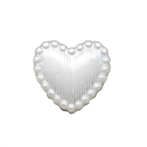 Καρδιά πέρλα ημισφαίριο 14x14x2 mm χρώμα λευκό - 50 τεμάχια