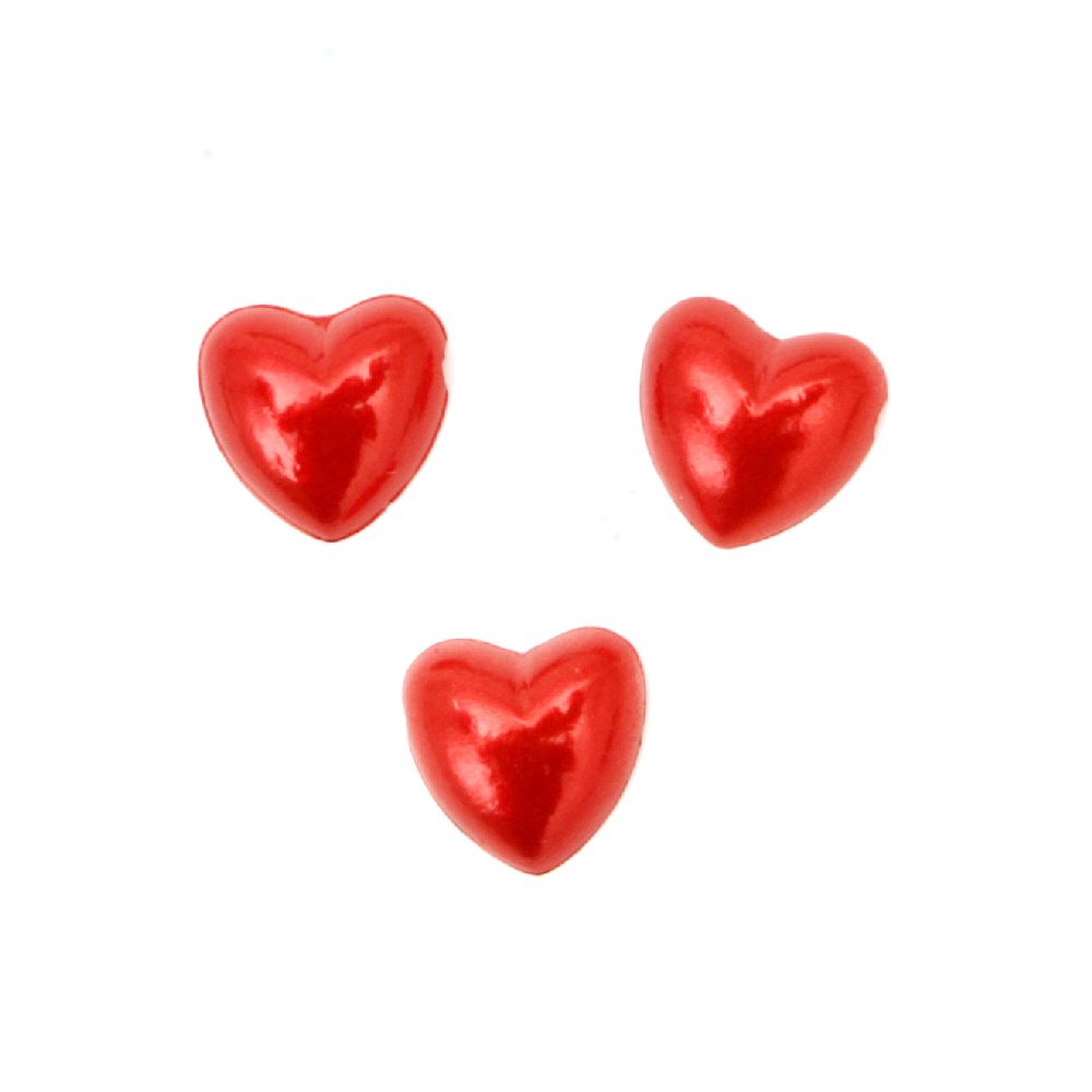 Καρδιά πέρλα ημισφαίριο 8x8x2~3 mm χρώμα κόκκινο - 50 τεμάχια