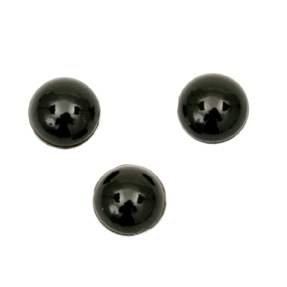 Decorative Half Beads / 7x3 mm /  Black - 100 pieces