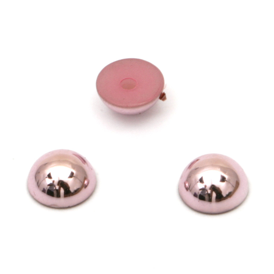 Hot Fix Hemisphere Pearl Rhinestone, Decorations, Clothes, DIY 6x3 mm hole 1 mm metallize color pink dark - 50 pieces