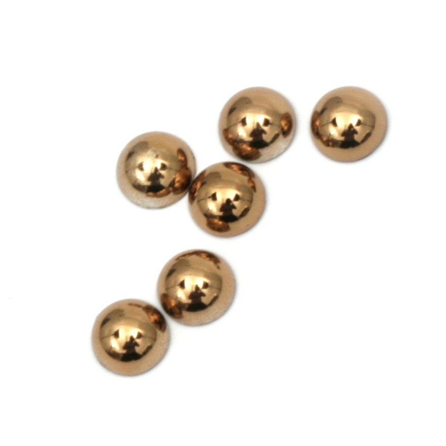 Hot Fix Hemisphere Pearl Beads, Decorations, Clothes, Wedding 6x3 mm hole 1 mm metallize color brown - 50 pieces