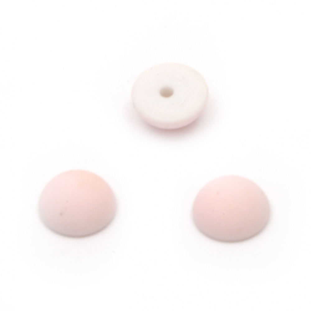 Hot Fix Hemisphere Pearl Beads, Decorations, Clothes, Wedding  8x4 mm hole 1 mm matte color pink - 20 pieces