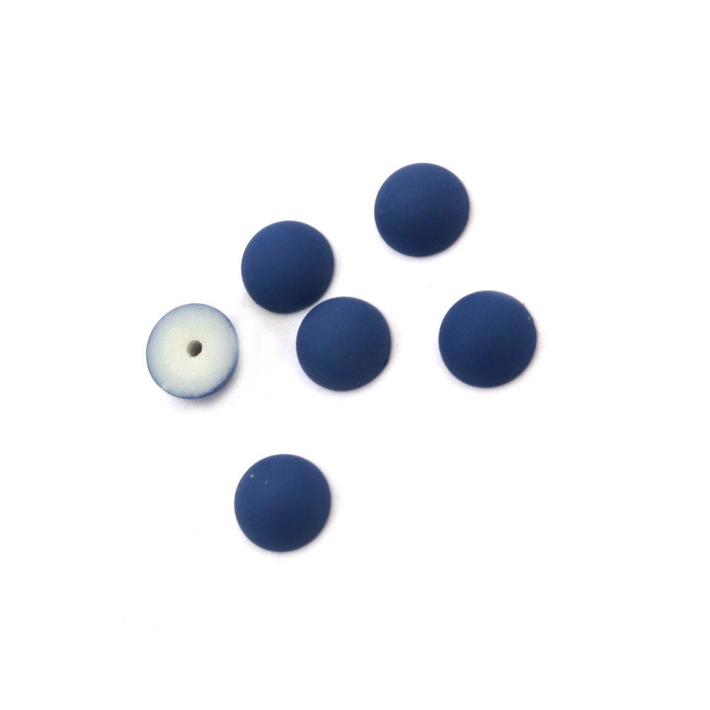 Перла полусфера за вграждане 8x4 мм дупка 1 мм матирана цвят син тъмно - 20 броя