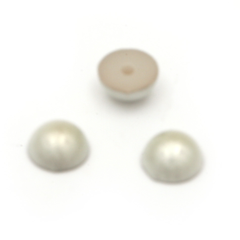 Hot Fix Hemisphere Pearl Beads, Decorations, Clothes, Wedding n 6x3 mm hole 1 mm type cat's eye color gray - 100 pieces