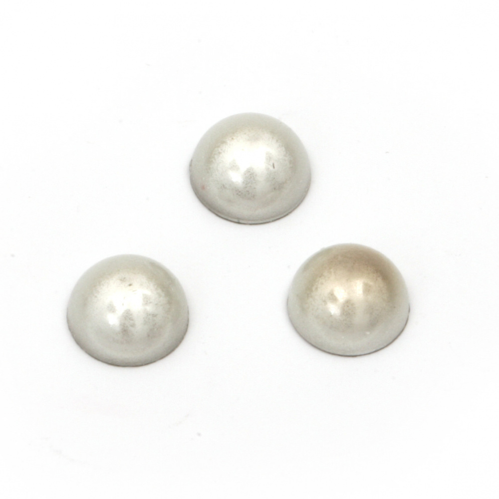 Hot Fix Hemisphere Pearl Beads, Decorations, Clothes, Wedding 10x5 mm hole 1 mm type cat's eye color gray - 50 pieces
