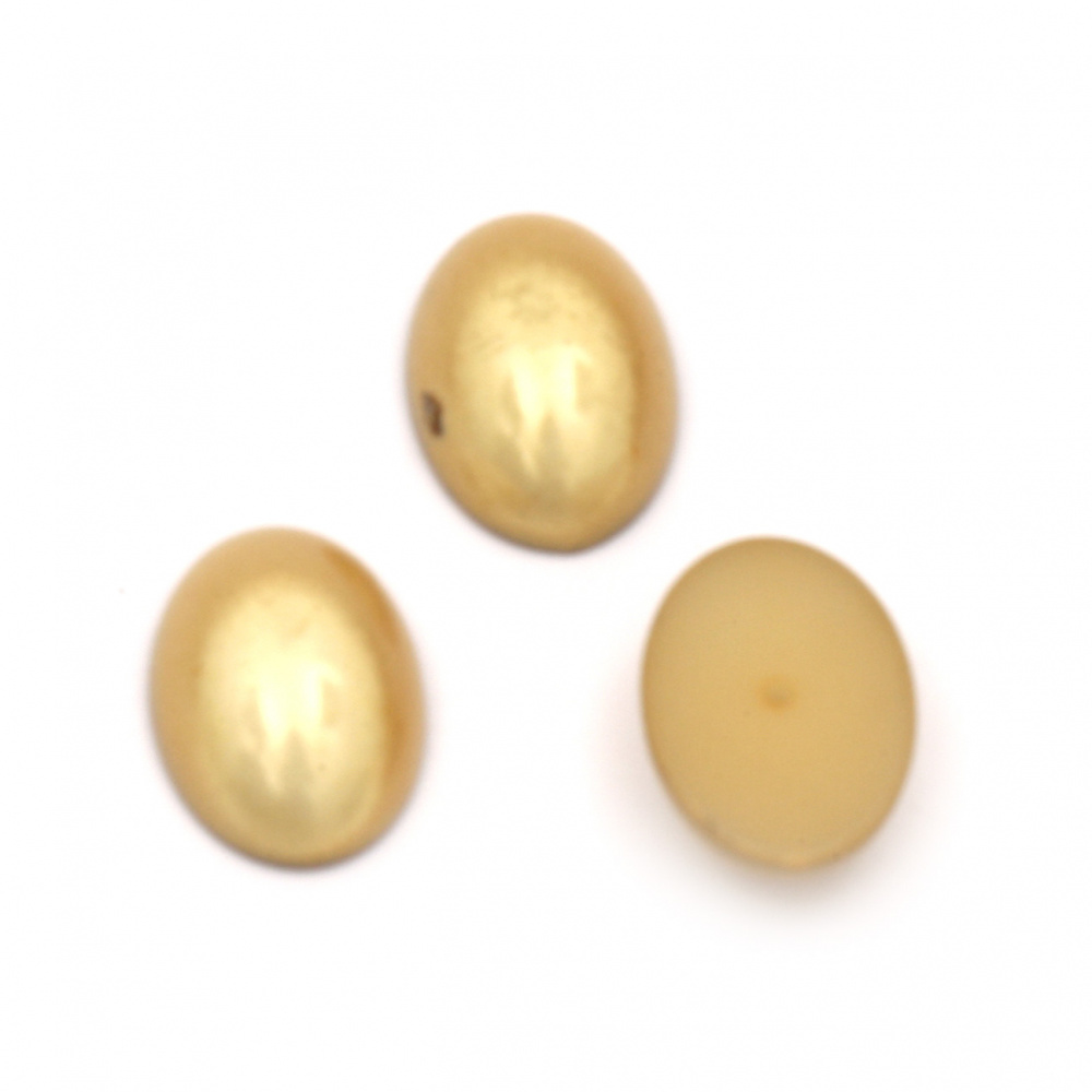 Hot Fix Hemisphere Pearl Beads, Decorations, Clothes, Wedding  18x13x7 mm hole 1 mm type cat's eye color yellow - 10 pieces