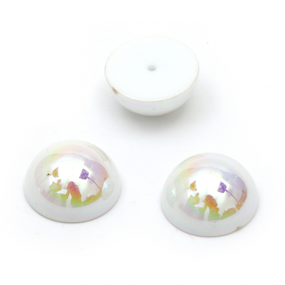 Pearl hemisphere for installation ,Decoracion,Scrapbooking,DIY,18x9 mm hole 1 mm color solid arc white - 20 pieces