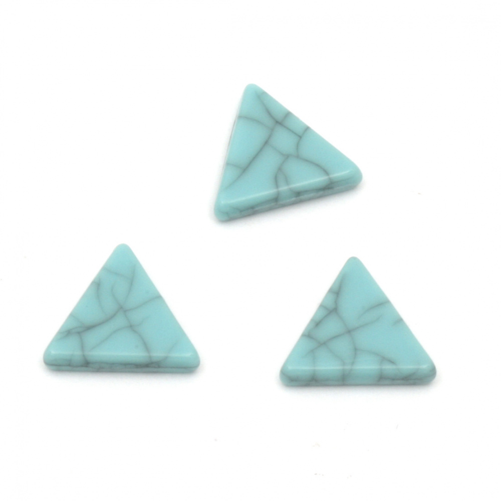 Πλακέ τρίγωνο στοιχείο απομίμηση τιρκουάζ 10x11x2 mm χωρίς τρύπα χρώμα μπλε - 50 τεμάχια