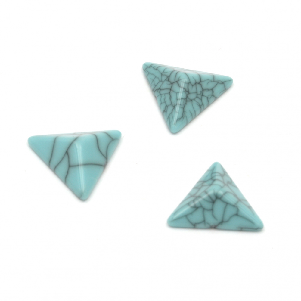Tile imitation turquoise triangle 15x13x5 mm without hole color blue - 25 pieces