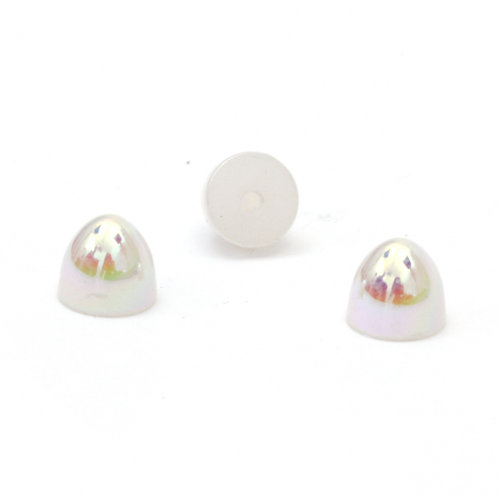 Pearl hemisphere for installation ,Decoracion,Scrapbooking,DIY,6x5 mm hole 1 mm color rainbow white - 50 pieces