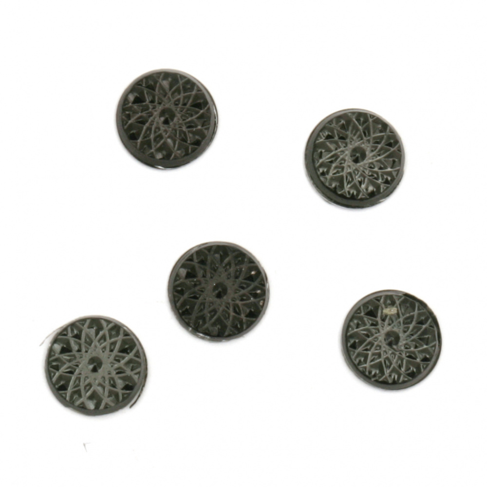 Metal element circle with glue 6 mm embossed color black 100 pieces