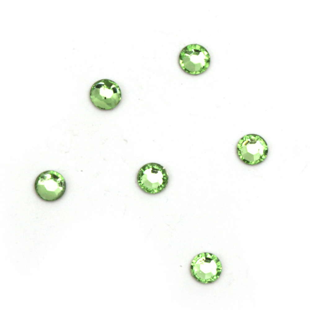 Acrylic stone for gluing 4 mm round green light transparent faceted -100 pieces