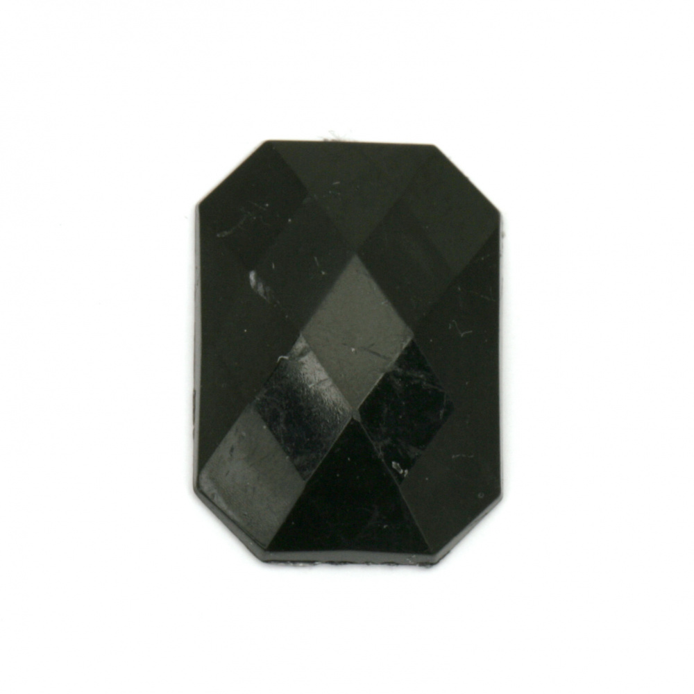 Acrylic stone for gluing rectangle 18x25x5 mm solid black faceted -5 pieces