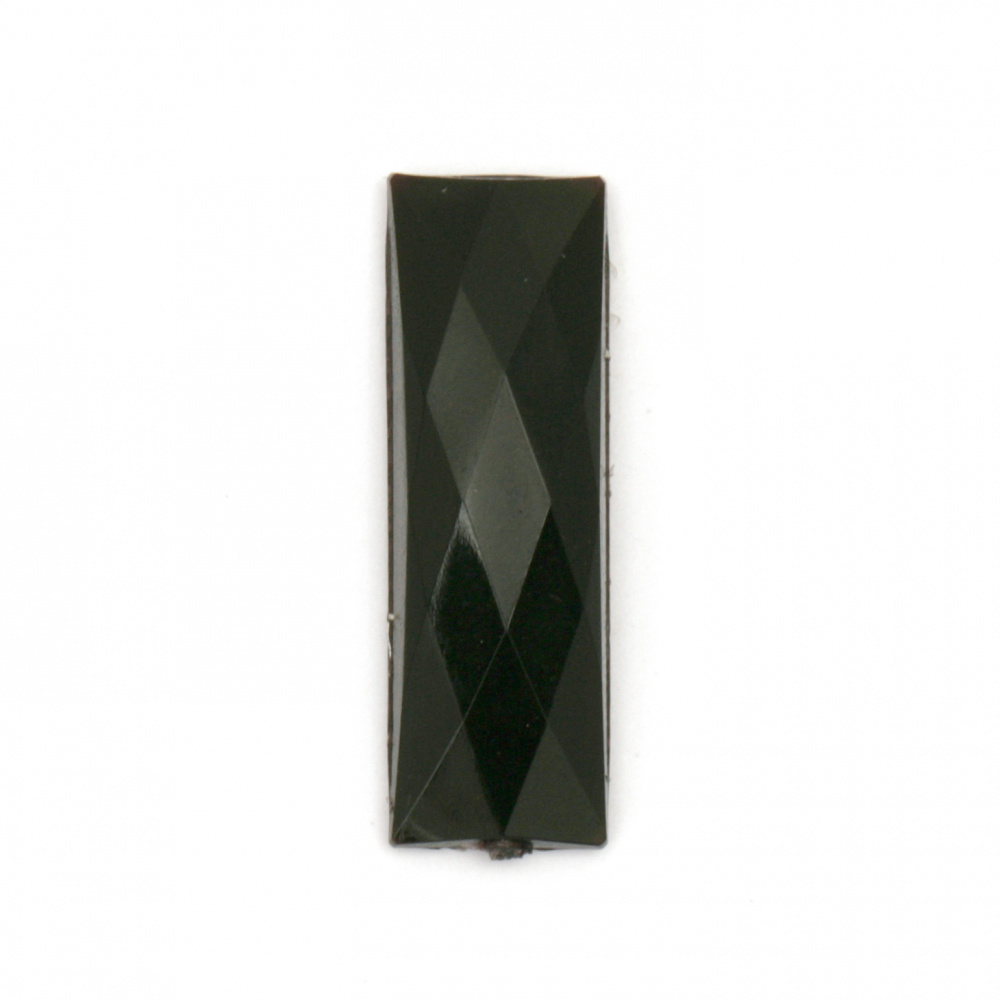 Acrylic stone for gluing rectangle 8x24x4 mm solid black faceted - 10 pieces