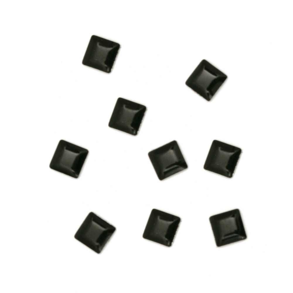 Metal  element square with glue 4x4x1 mm color black - 100 pieces