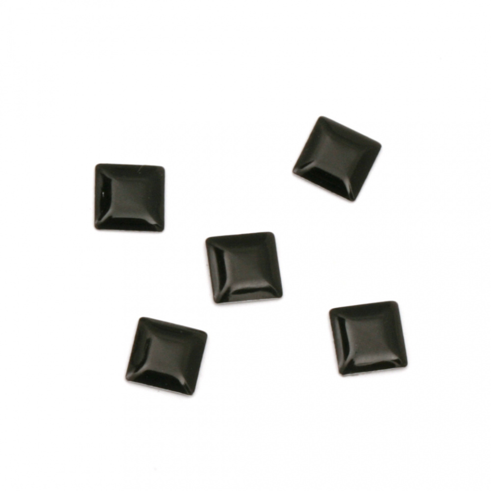 Μεταλλικό θερμοκολλητικό  τετράγωνο 5x5x1 mm μαύρο - 100 τεμάχια