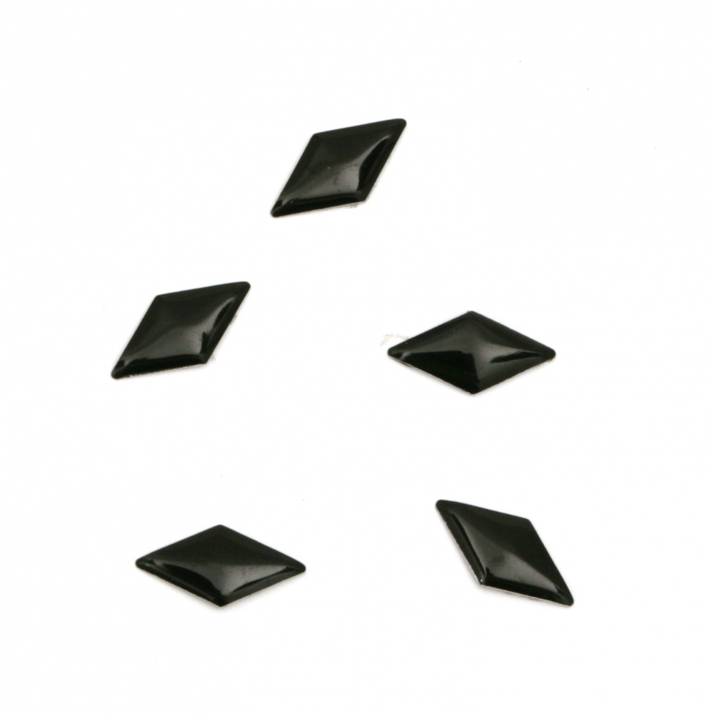 Metal element  rhombus with glue 10x5x1 mm color black - 100 pieces