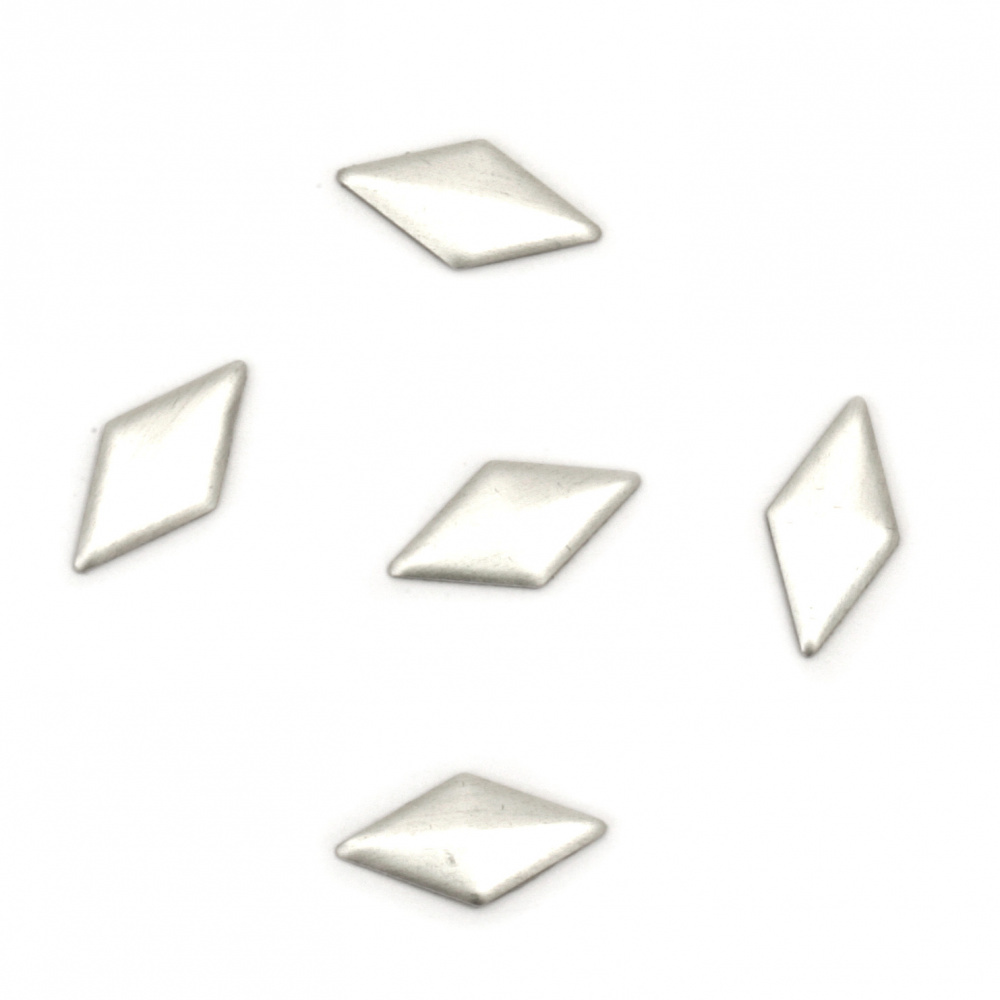 Metal element  rhombus with glue 12x6x1 mm color silver - 50 pieces