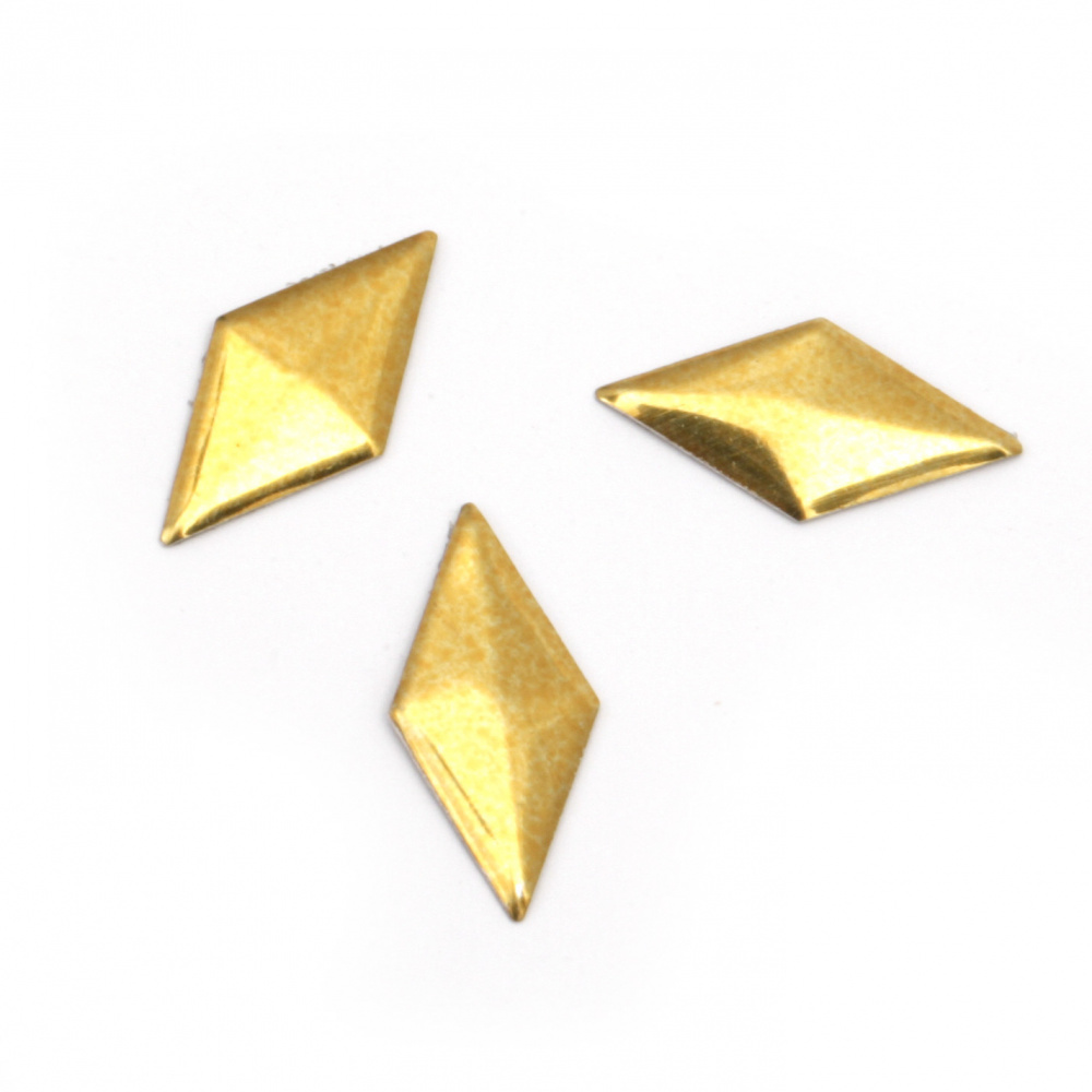 Metal  element rhombus  with glue 16x8x1 mm gold color - 50 pieces