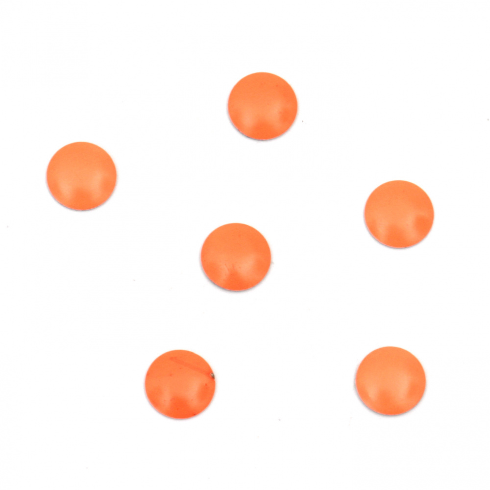 Metal element circle with glue 6x1 mm color neon orange - 100 pieces