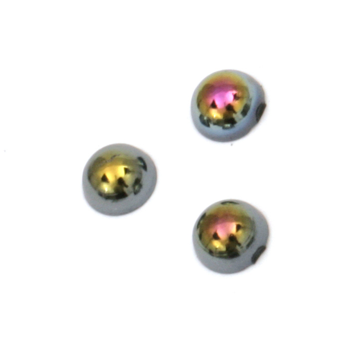 Half-sphere beads, 4x2 mm, black rainbow color - 250 pieces