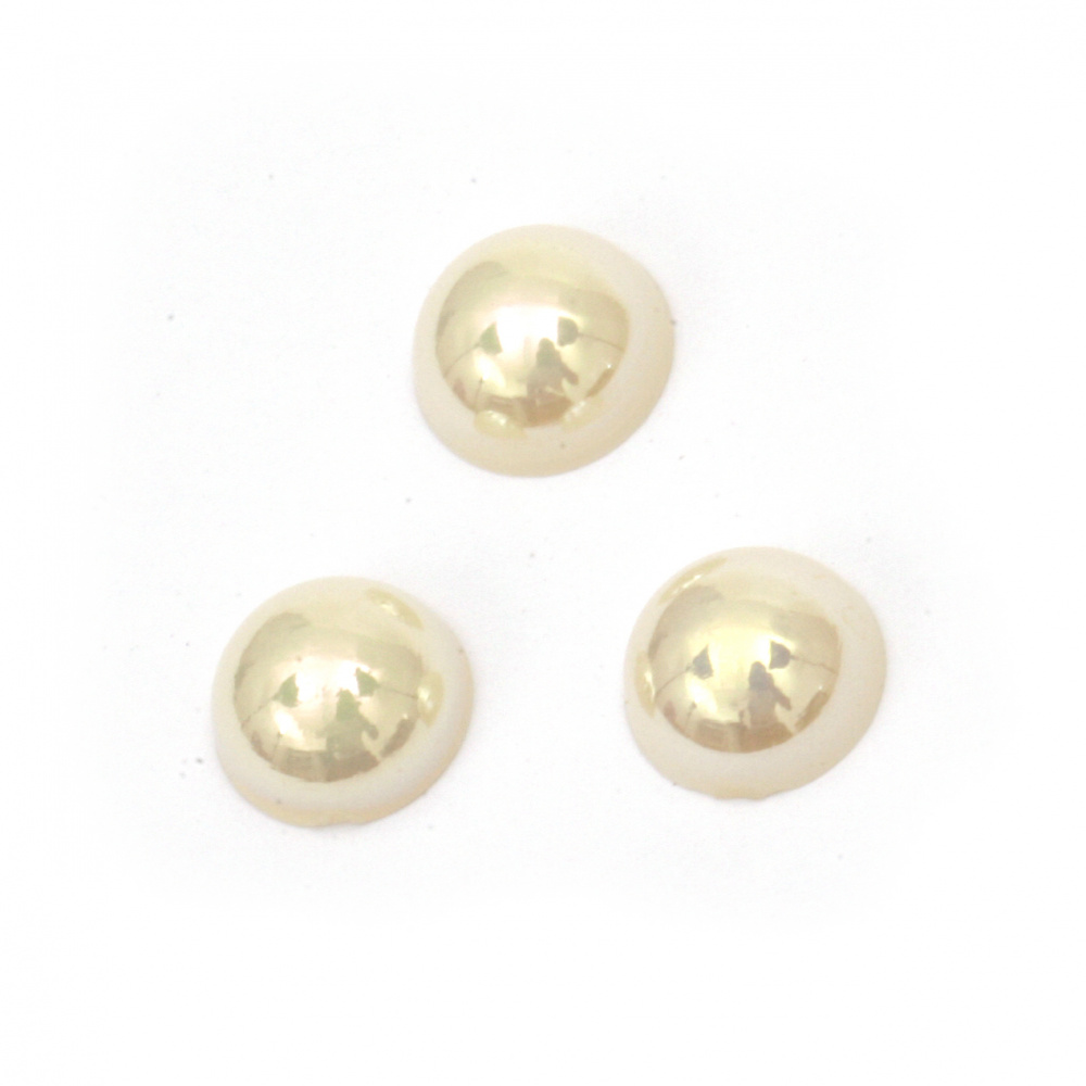 Flat Back Pearl Beads for Decoration - Hair Accessories, Clothes, Shoes / 8x4 mm /  Champagne RAINBOW - 100 pieces