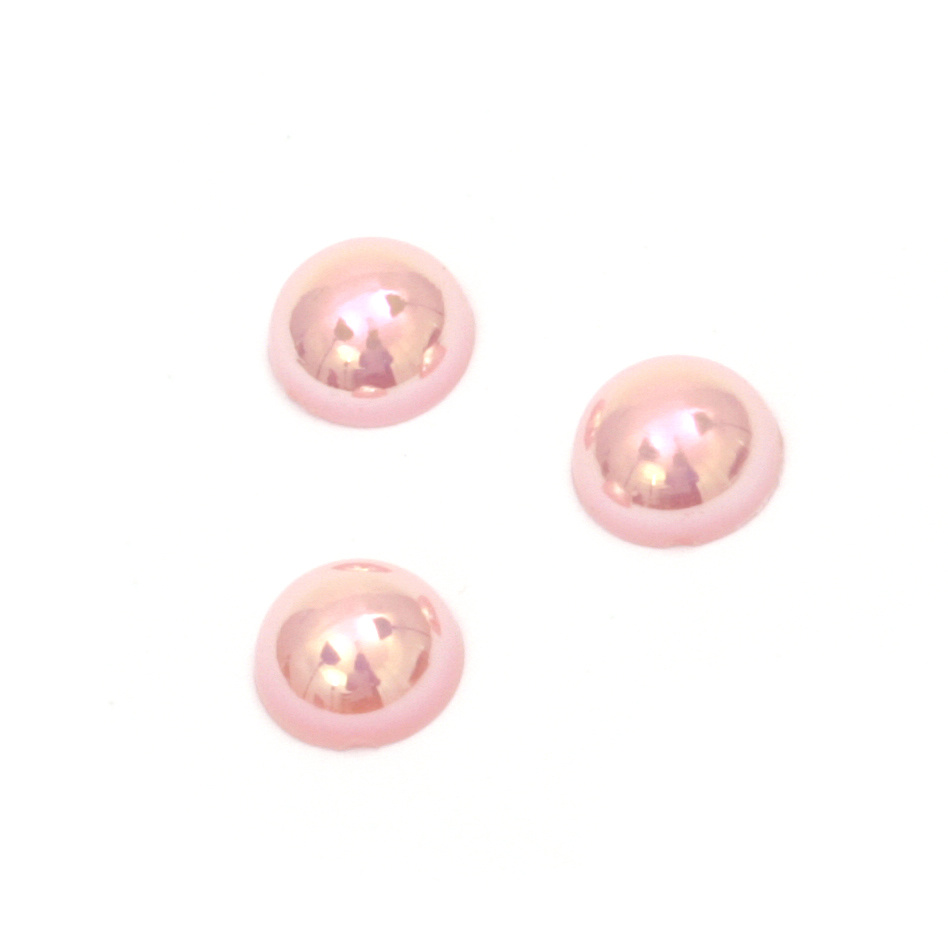 Half-sphere beads, 8x4 mm, pink rainbow color - 100 pieces
