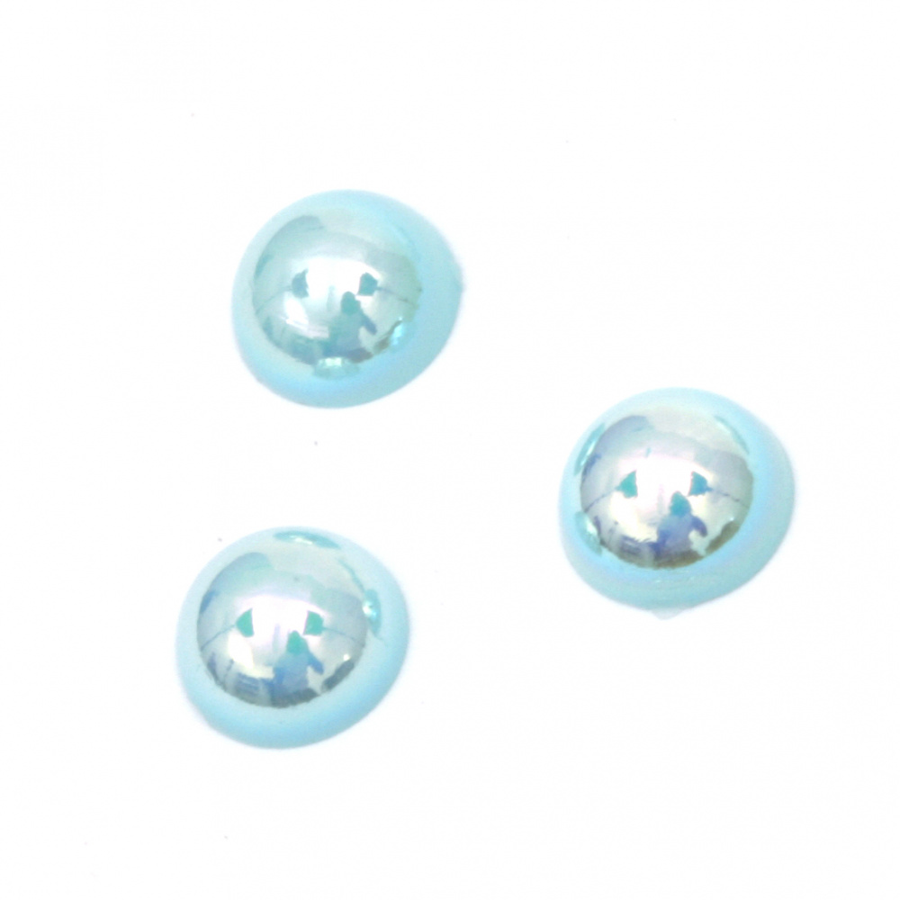 Half-sphere beads, 8x4 mm, blue rainbow color - 100 pieces