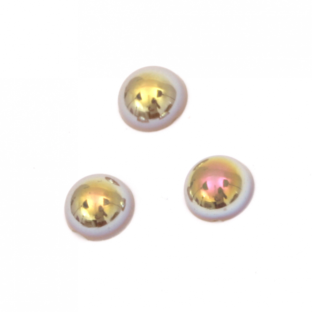 Half-sphere beads, 8x4 mm, brown rainbow color - 100 pieces