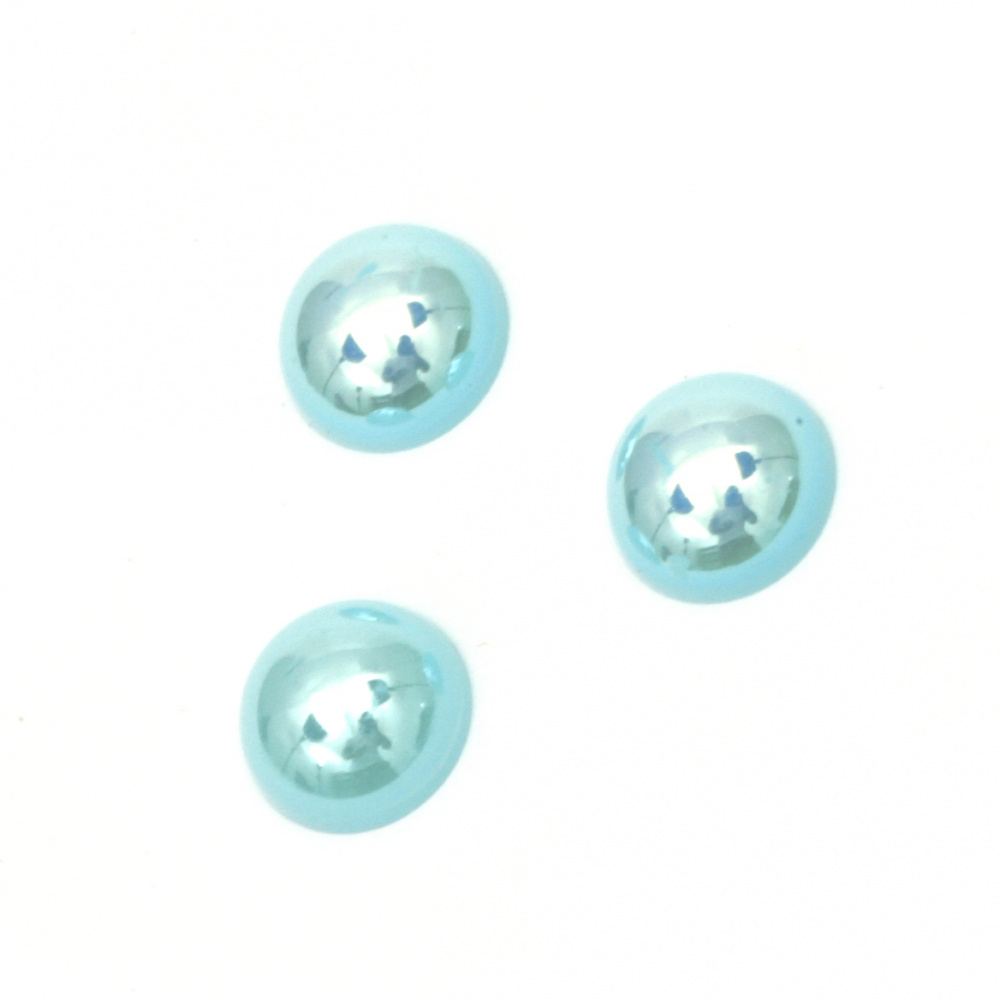 Перли полусфера 10x5 мм цвят син дъга -50 броя
